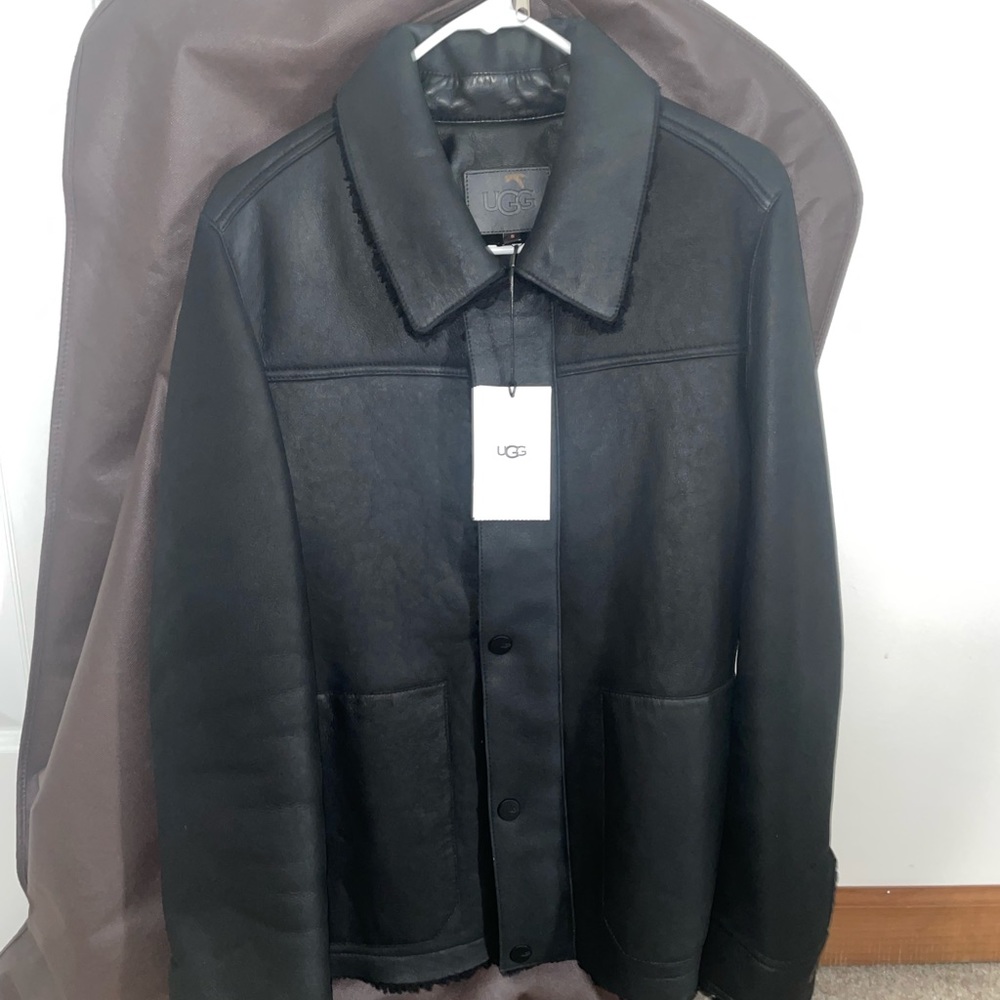 UGG black lamb fur coat size small Shearling Worker Jacket